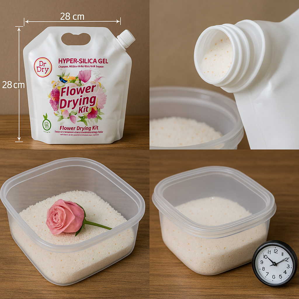 paso a paso de como usar la silica gel para secar flores con dr dry flower kit
